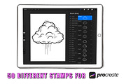 50 Clouds Procreate Stamps Brushes, a Brush Add-On by Procreate Sale (Thumbnail 2 of 6)