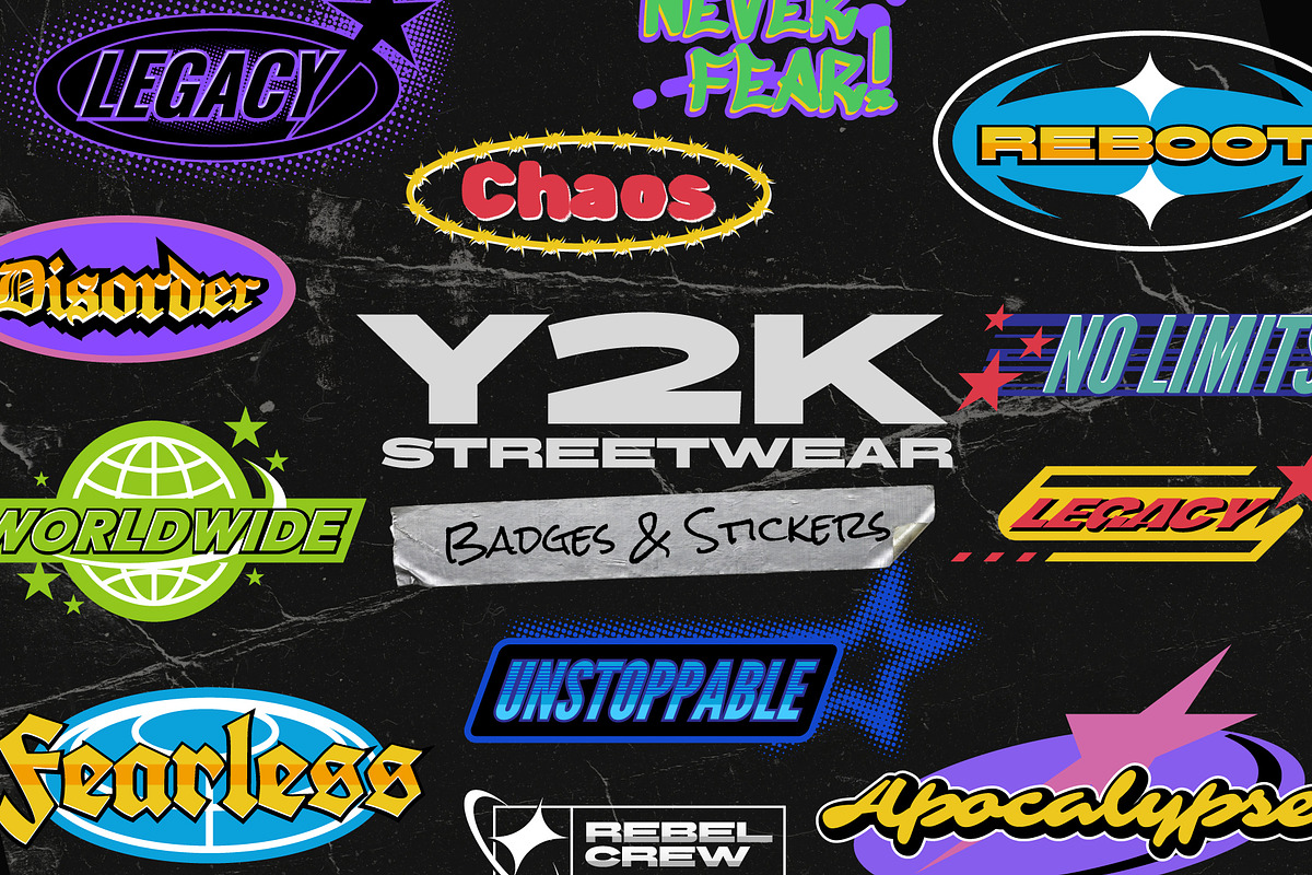 Y2K Streetwear Stickers & Badges, an Object Graphic by Neodivisu (Photo 1 of 7)
