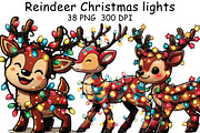 Reindeer Christmas lights Clipart, an Illustration by CraftArtStudio (Thumbnail 1 of 6)