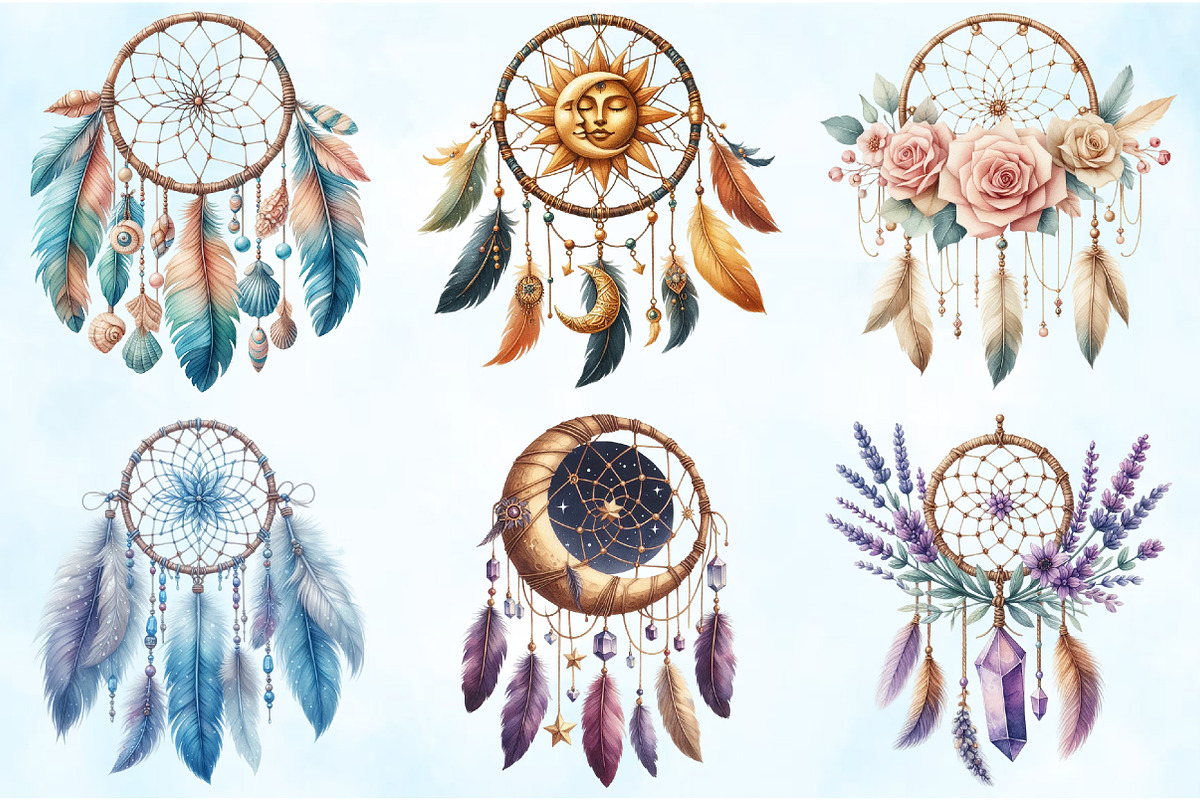 Dreamcatchers clipart bundle, an Illustration by Craft Nest (Photo 5 of 9)