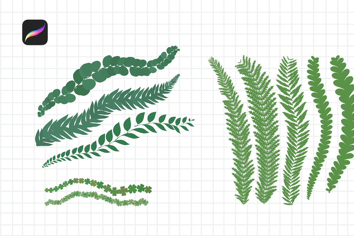 20 Leaf Brushes for Procreate, a Brush Add-On by badrusblue (Photo 3 of 5)