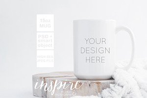 15oz Ceramic Mug Nordic Mockup PSD