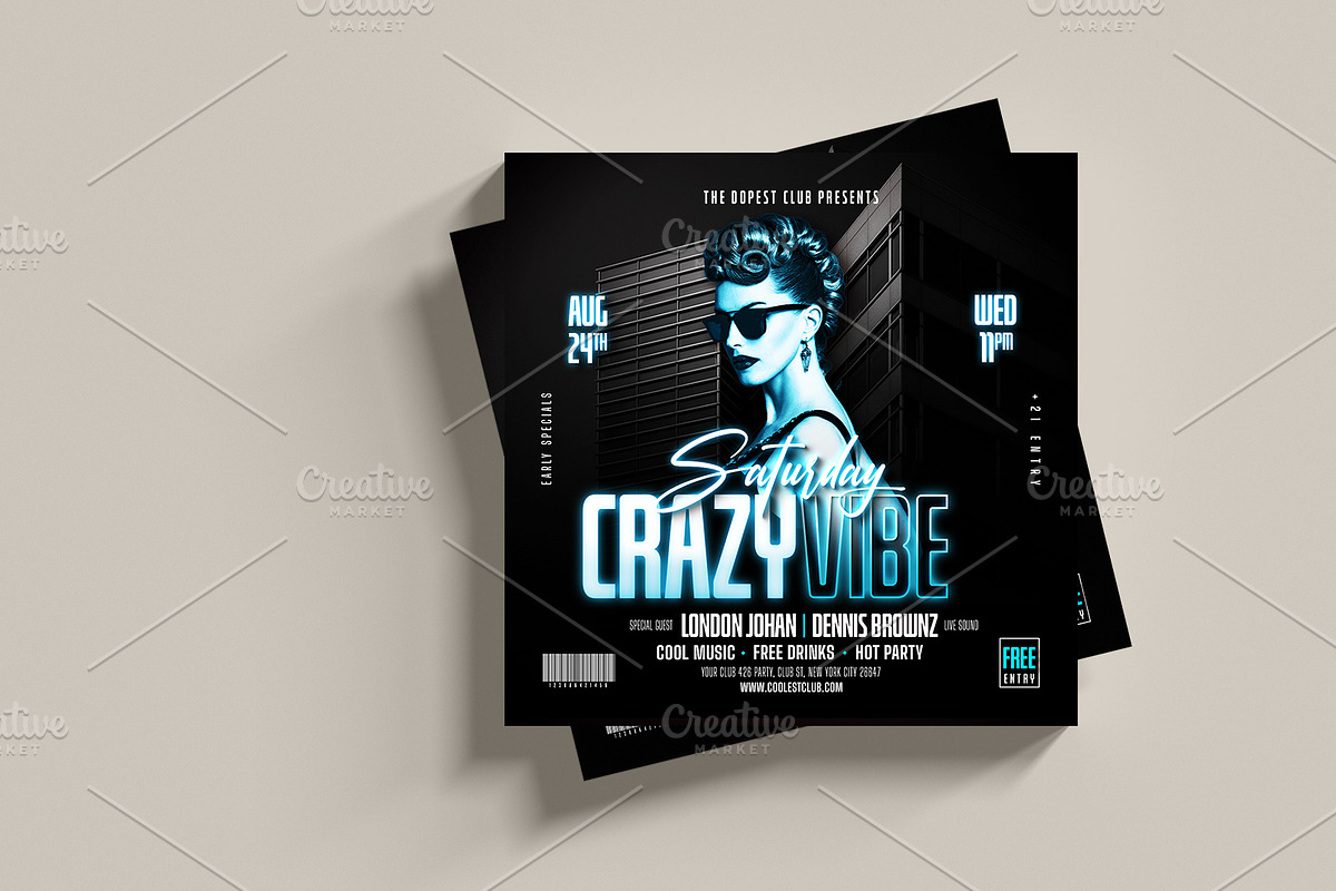 Saturday Crazy Vibe Night Club Flyer, a Flyer Template by Teetouch Graphics (Photo 3 of 3)