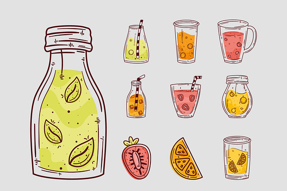 Fresh Juice Illustration Set preview 2