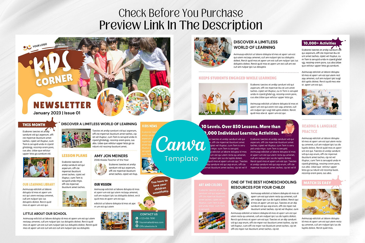 Canva Newsletter Template for Kids preview 2