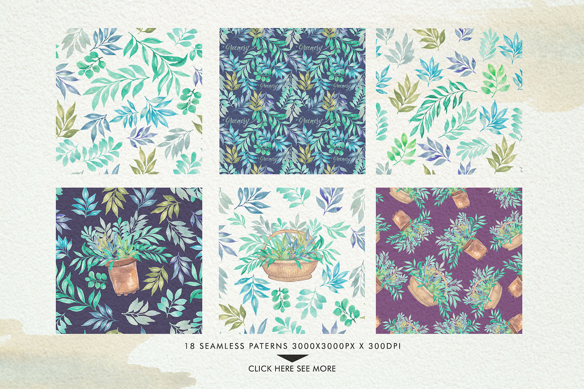 Watercolor Greenery, a Texture Illustration by Graphobia (Photo 6 of 9)