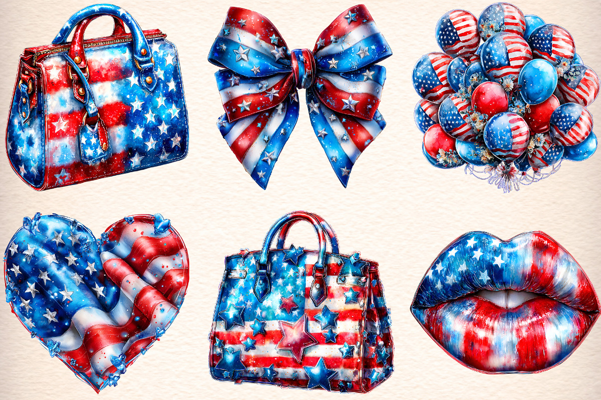 Watercolor 4th Of July Clipart, an Illustration by Digital Artistic99 (Photo 3 of 9)