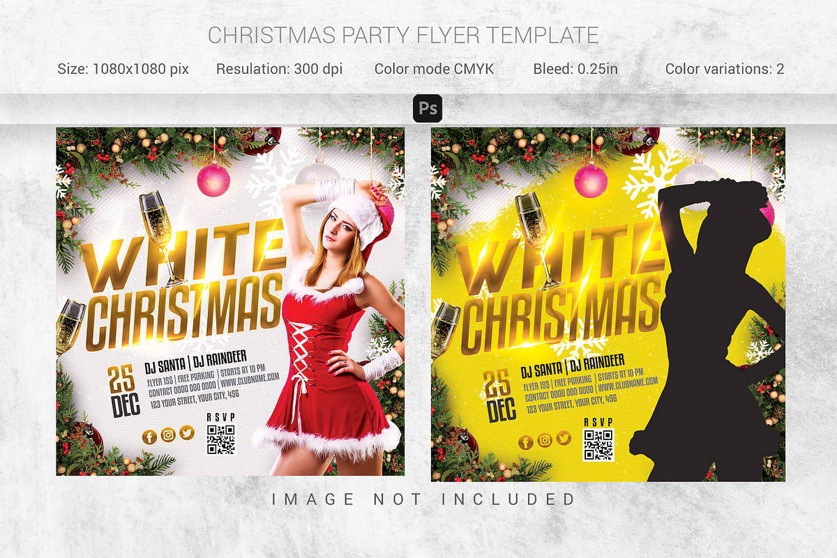 Christmas Party Flyer (Editable), a Flyer Template by Creativpixl (Photo 1 of 4)