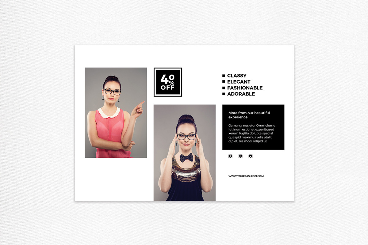 Fashion Postcard Flyer Template, a Card Template by BetterSry (Photo 3 of 7)