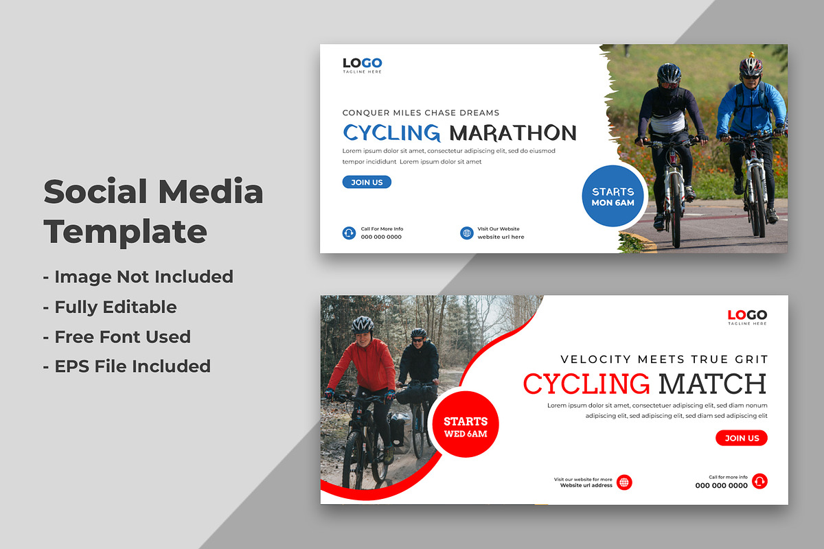Cycling Marathon Social Media post, a Social Media Template by nandinigraphics (Photo 1 of 2)