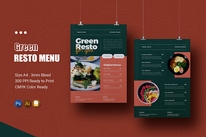 Green Resto Menu, a Print Template by Esensifiksi.studio