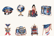 Watercolor Airline Crew Clipart, an Object Illustration by BusyDaydesign (Thumbnail 2 of 9)