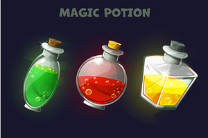 Three MAGIC POTIONS. Bottles with, an Object Graphic by BabySofja