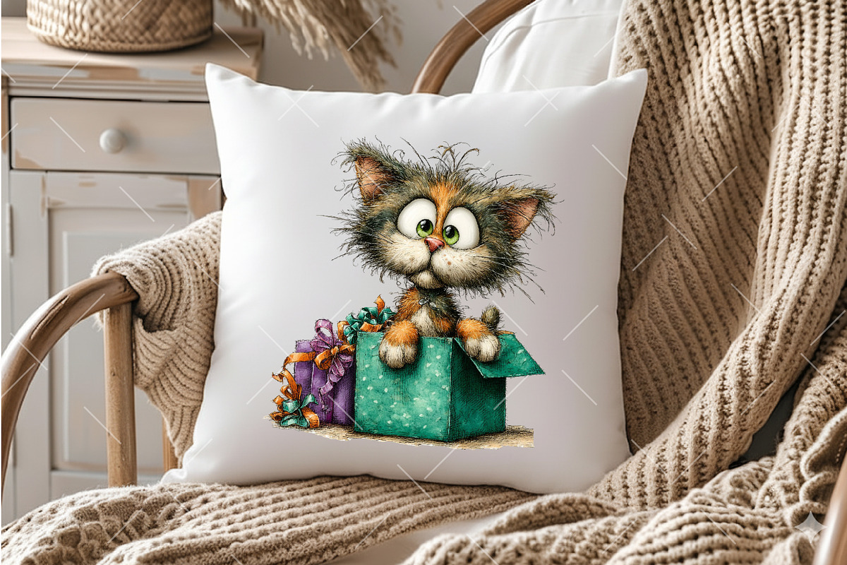Whimsical Funny Birthday Cat Clipart, an Illustration by OK Design (Photo 6 of 6)