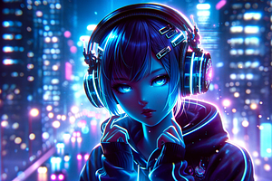 Anime Music Headphones Stock Image