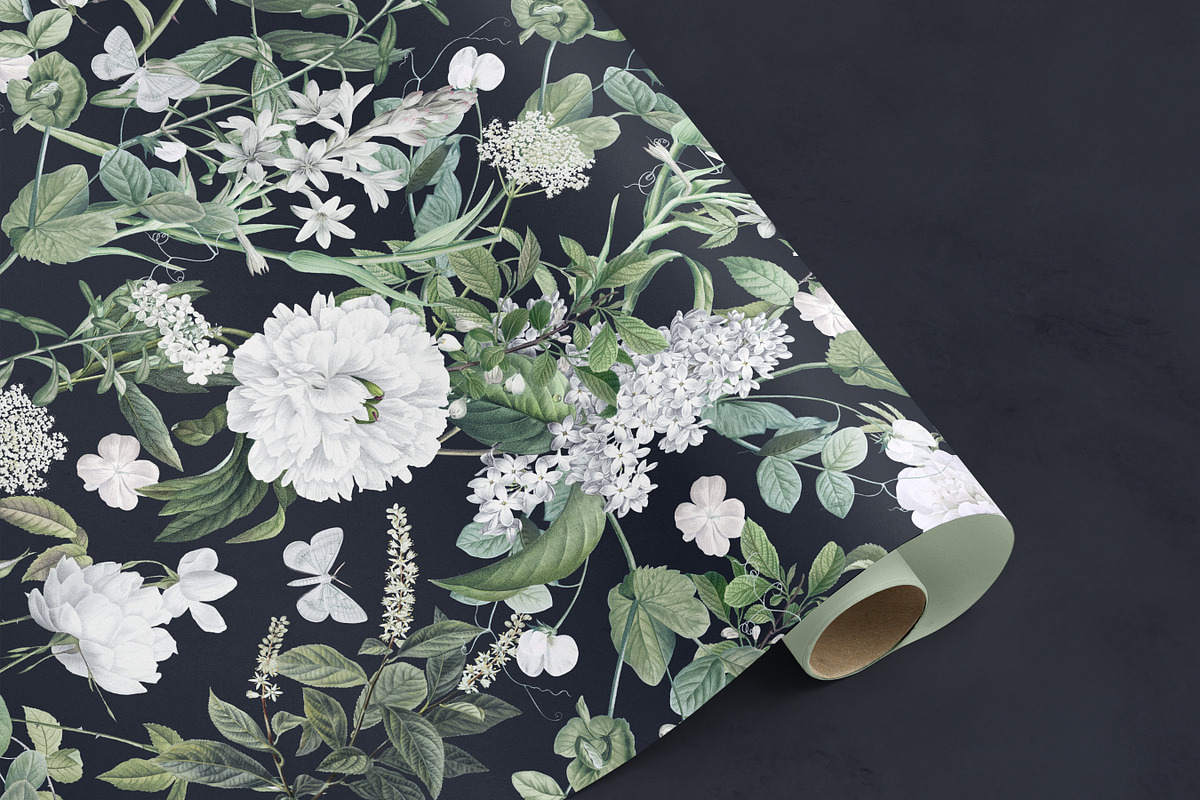 White Flowers Botanical Paper Pack, a Pattern Graphic by paper aesthetic (Photo 4 of 8)