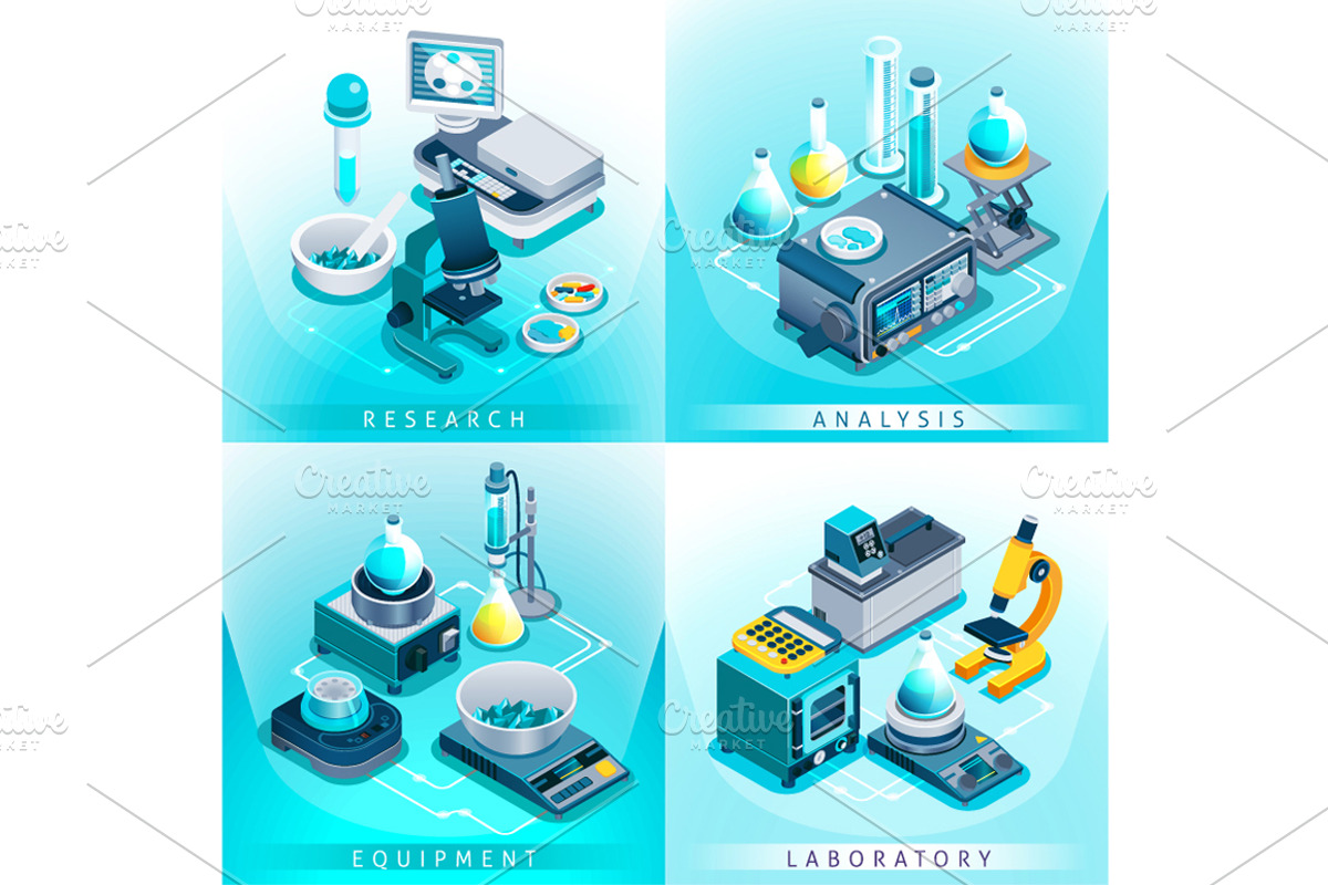 Laboratory Isometric Set, an Education Illustration by Macrovector ...