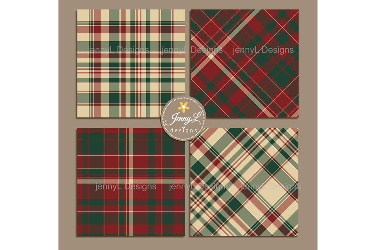 Christmas Plaids Digital Papers, a Pattern Graphic by JennyL Designs (Photo 4 of 7)