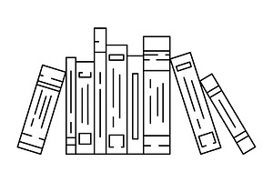 Illustrations of books stack., an Outline Icon by incomible