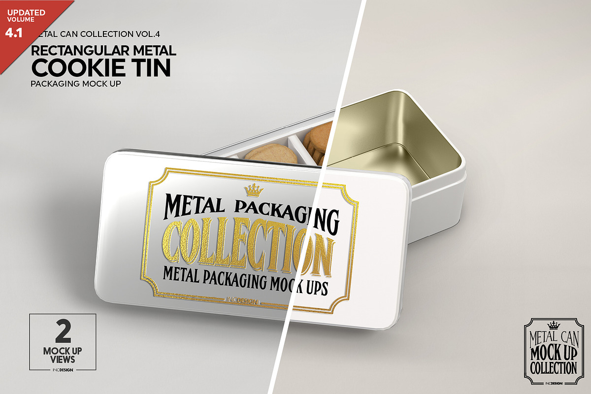 Metal Rectangular Cookie Tin Mockup, a Cups & Container Mockup by INCDesign (Photo 1 of 8)