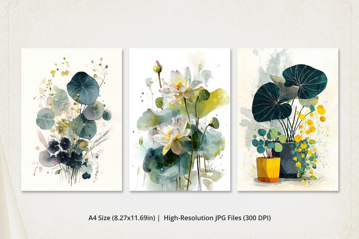 Watercolor Botanical Flower Wall Art, a Poster Template by Pixeness Studio (Photo 2 of 2)