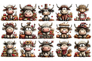 Fall Highland Cow PNG Clipart Bundle, an Animal Illustration by Nicolle's Colorful Art (Thumbnail 2 of 5)