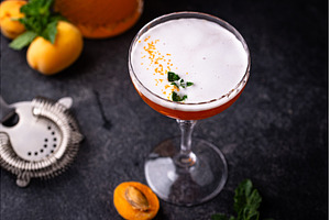 Fresh apricot cocktail martini with, a Food & Drink Photo by Yulia Furman