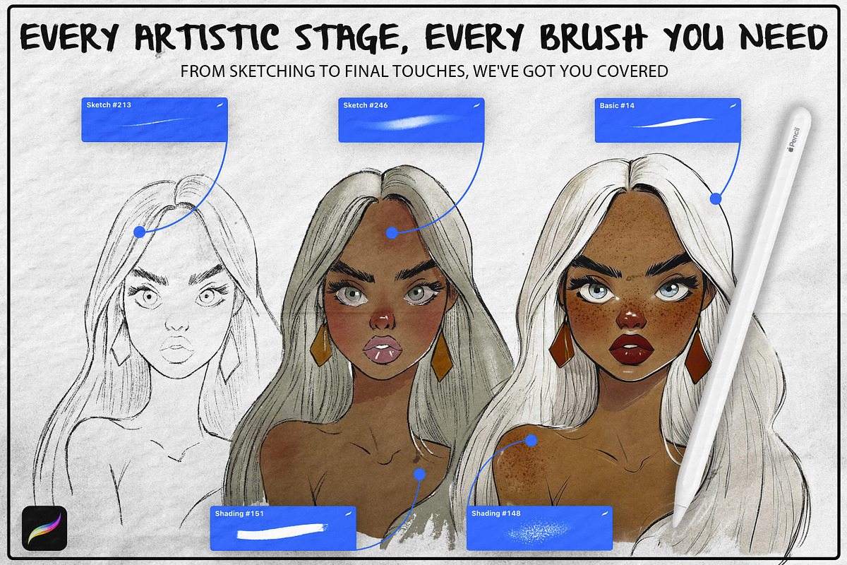 2000+ Mega Bundle Procreate Brushes, a Brush Add-On by BrushArchive (Photo 9 of 9)