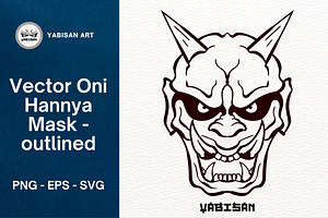 Oni Hannya Mask Art 1 - Outlined