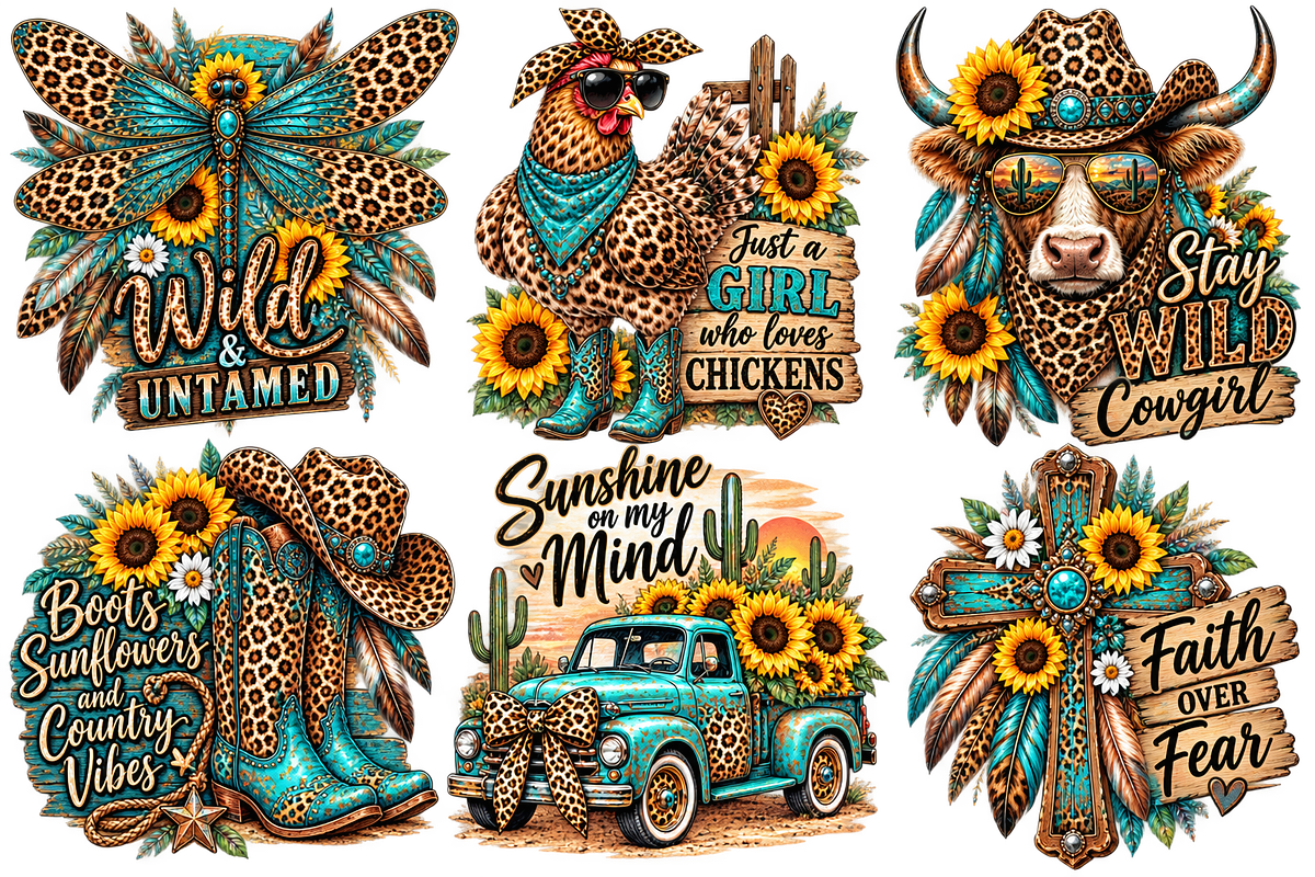Western Cowgirl PNG Bundle 6 pics, a Decorative Illustration by ElDesignState (Photo 3 of 3)