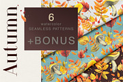 Autumn Watercolor Patterns Mini Set, an Illustration by NATASHA CHU (Thumbnail 1 of 5)