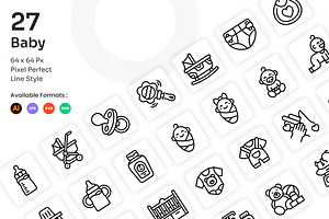 Baby Icons Set - Line, an Outline Icon by Kmg Design