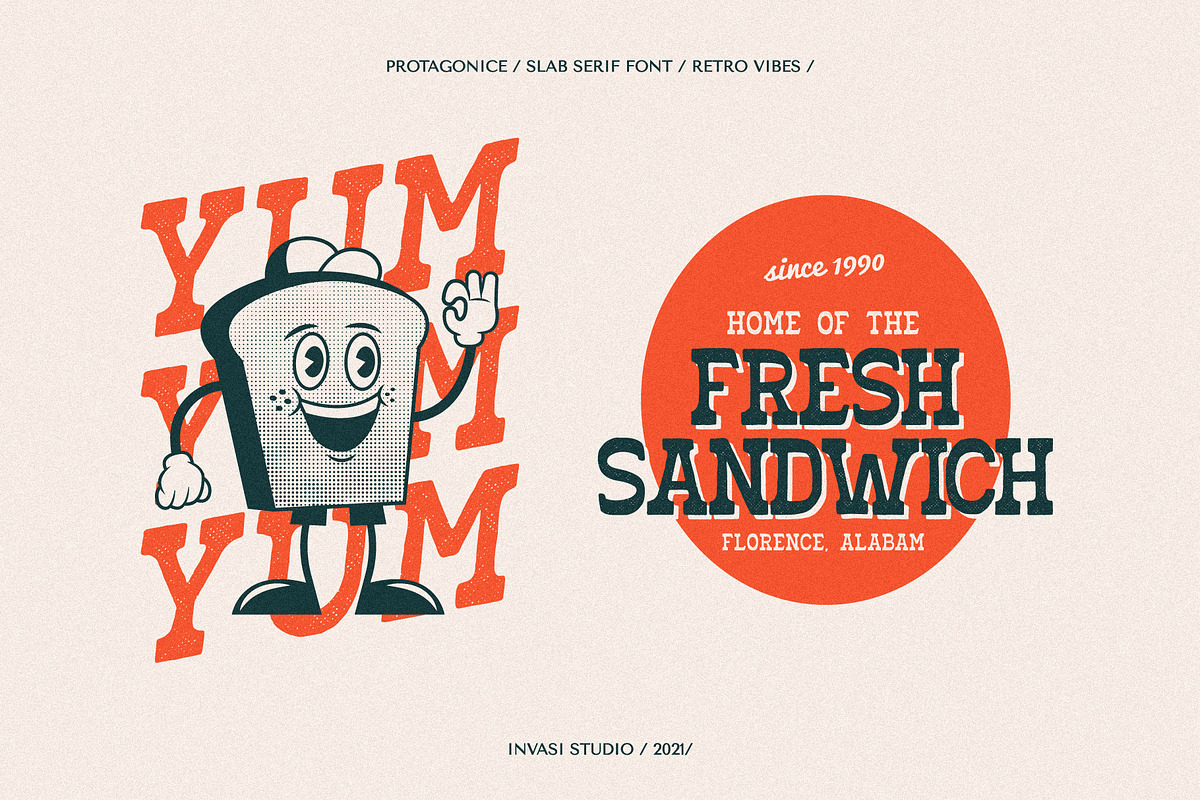 Protagonice - Retro Slab, a Slab Serif Font by Invasi Studio (Photo 7 of 10)