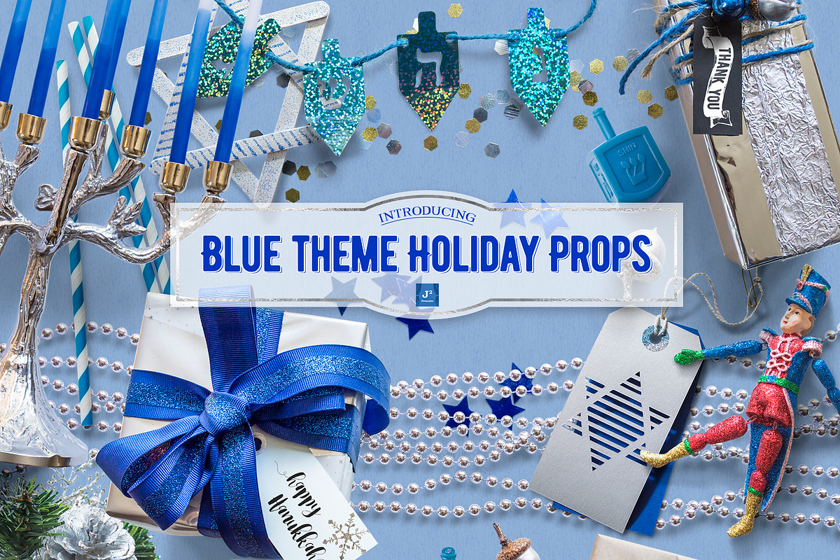 Blue Theme Holiday Props, a Cups & Container Mockup by JSquarePresents (Photo 1 of 8)