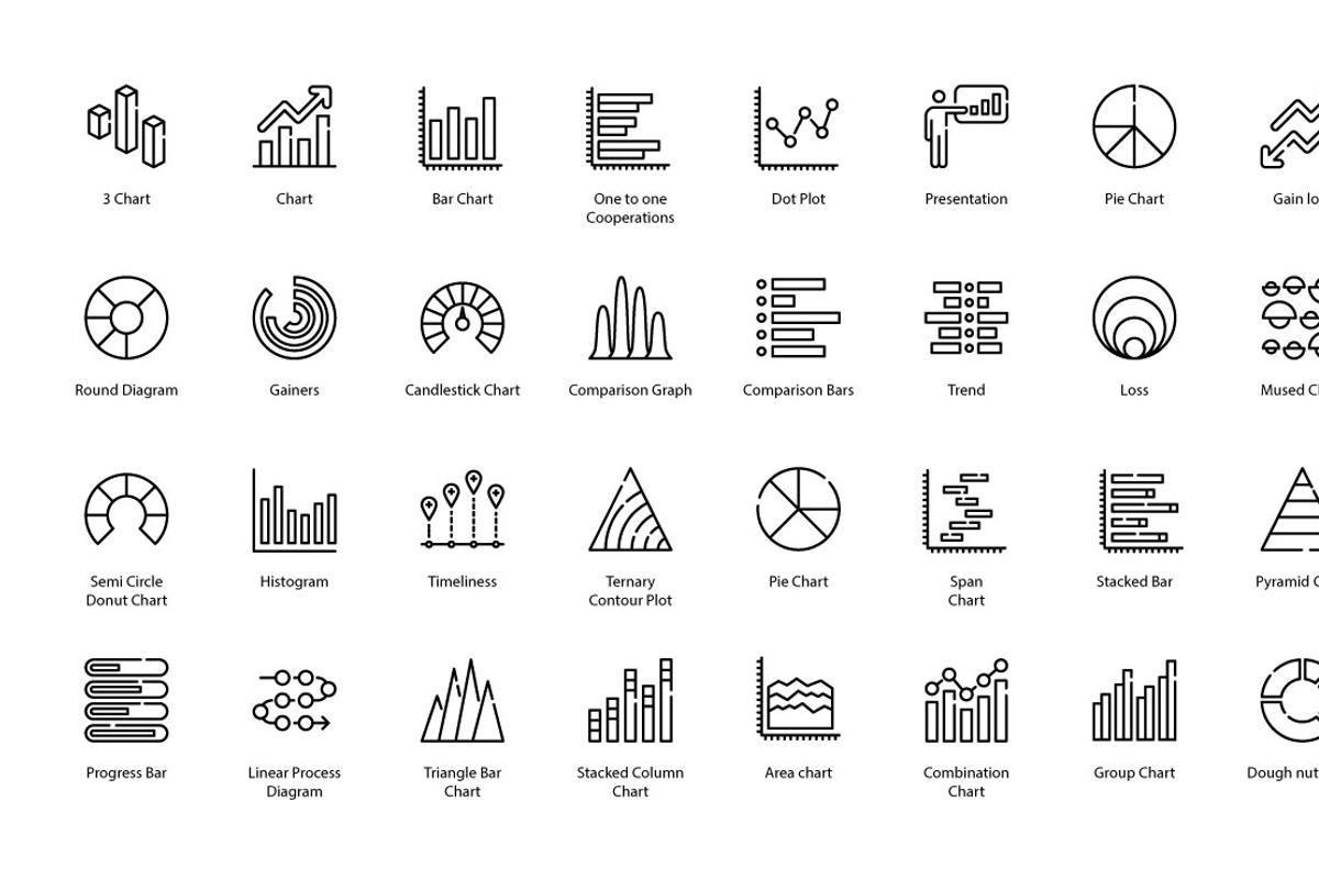 Graph and Diagram Concept Icons, an Outline Icon by vectorstank (Photo 5 of 5)