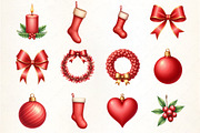Red Christmas Clipart, an Illustration by CrexoraLab (Thumbnail 3 of 5)