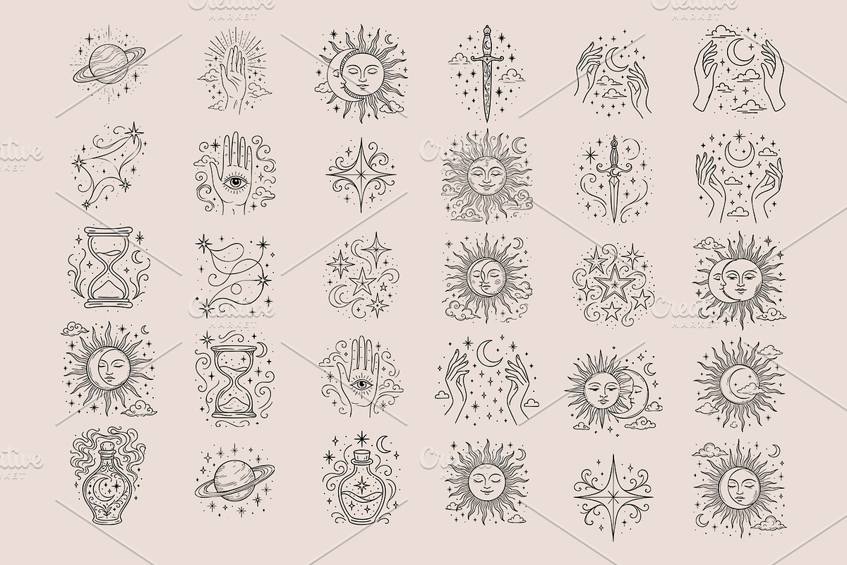 Celestial Boho Clipart – 96 Vectors, a Decorative Illustration by MuzaArtStudio (Photo 8 of 10)