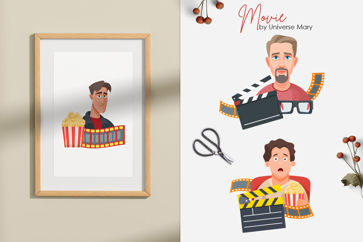 Cinema Movie Vector Clipart Set, a Person Illustration by Universe Mary (Photo 3 of 8)