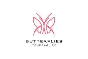 Vector Butterfly Outline Modern Logo