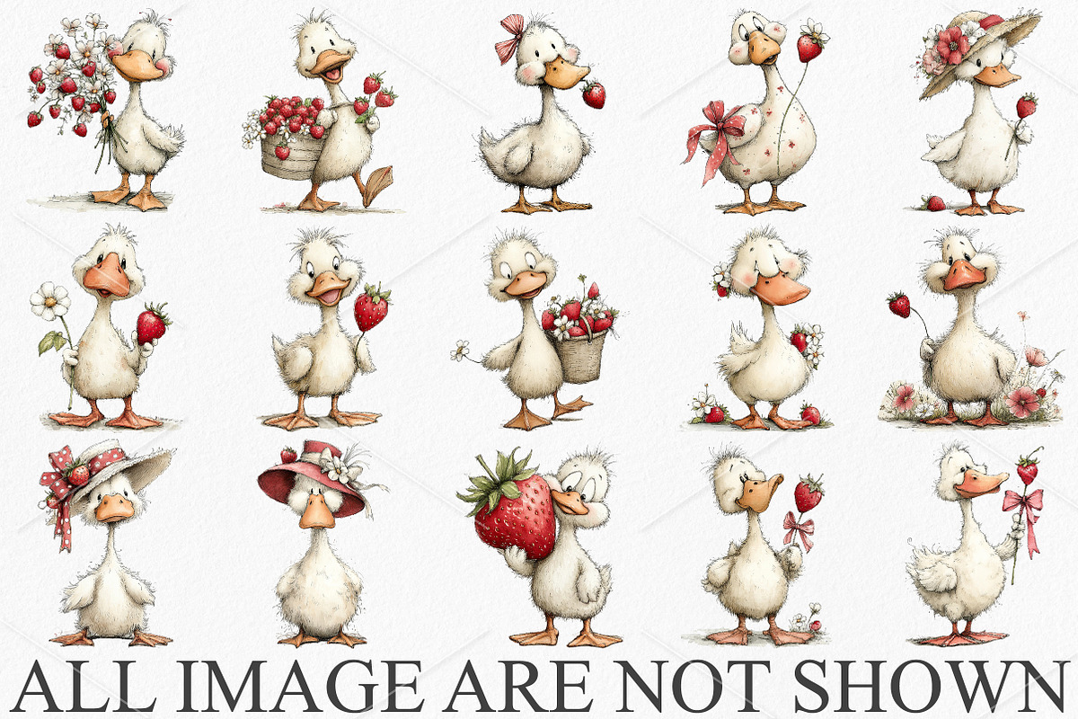 Whimsical Goose Strawberry Clipart, a Seasonal Illustration by Canvas Craft (Photo 4 of 7)