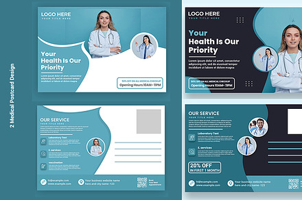 Medical healthcare postcard design, a Card Template by graphics city