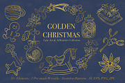Golden Christmas Art Line Collection, an Object Graphic by ArtyCats (Thumbnail 1 of 6)
