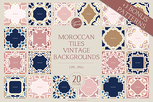 Moroccan Tiles Vintage Backgrounds, a Background Graphic by Euonia Meraki
