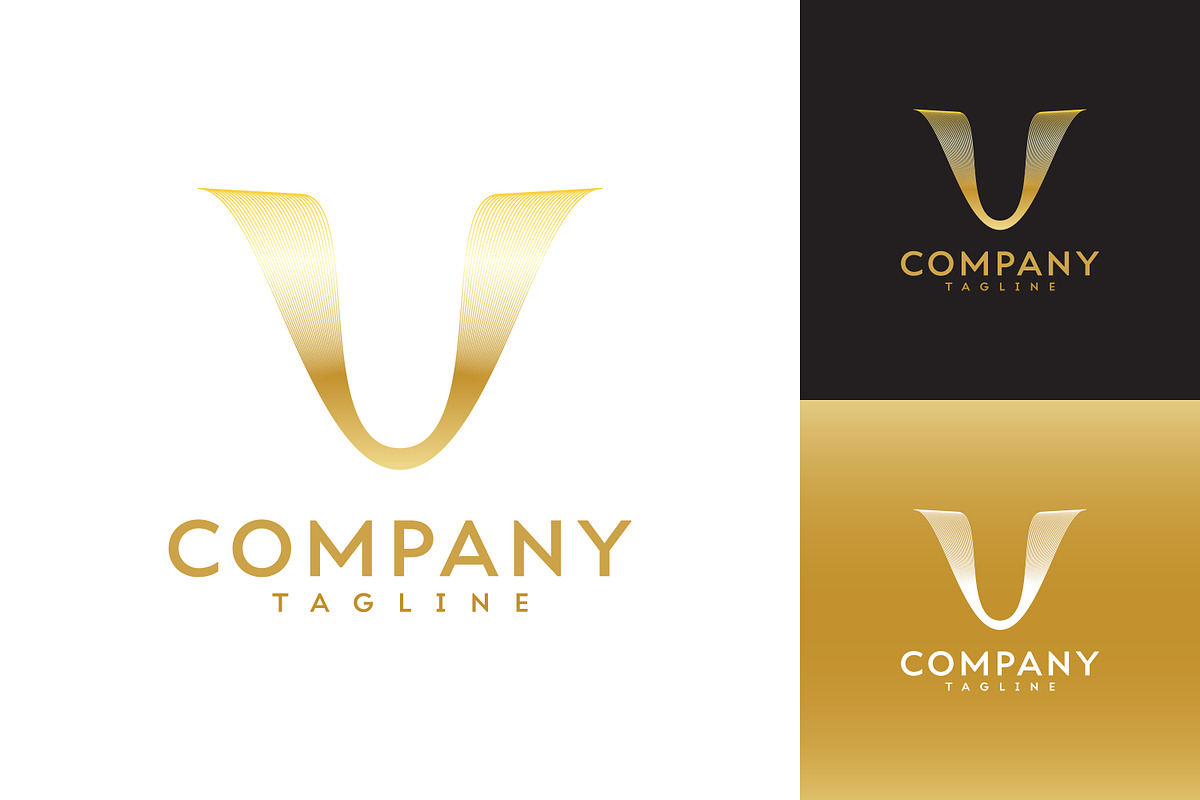 Elegant golden letter V design logo, a Branding & Logo Template by Saba Vector