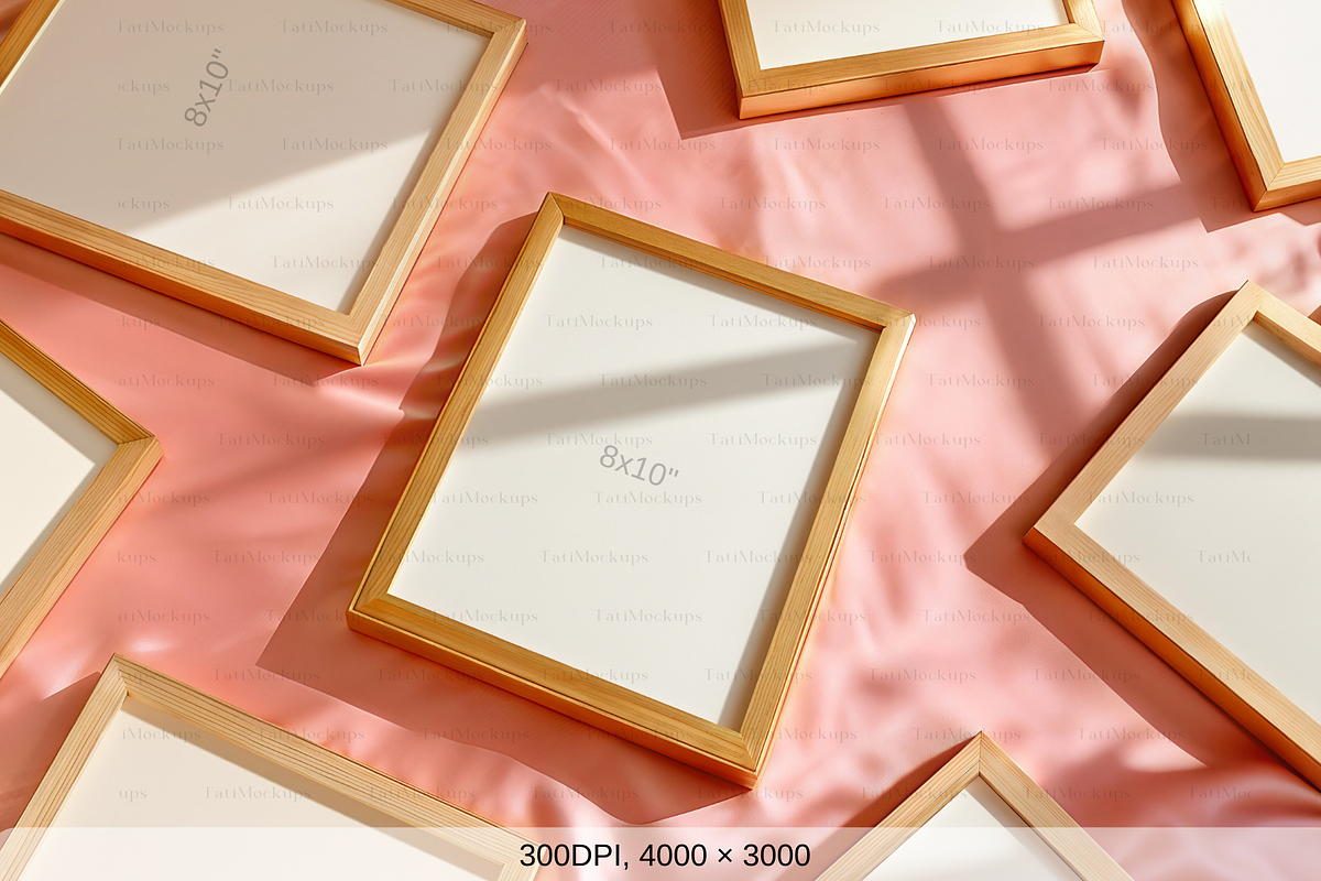 Gold Frame on Pink Silk Mockup, a Product Mockup by TatiMockup (Photo 2 of 4)