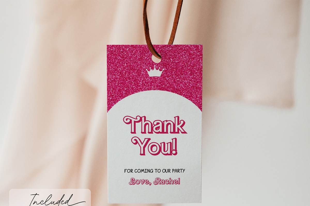 Pink Doll Party Thank You Tags, an Invitation Template by Digital_Mind (Photo 2 of 6)