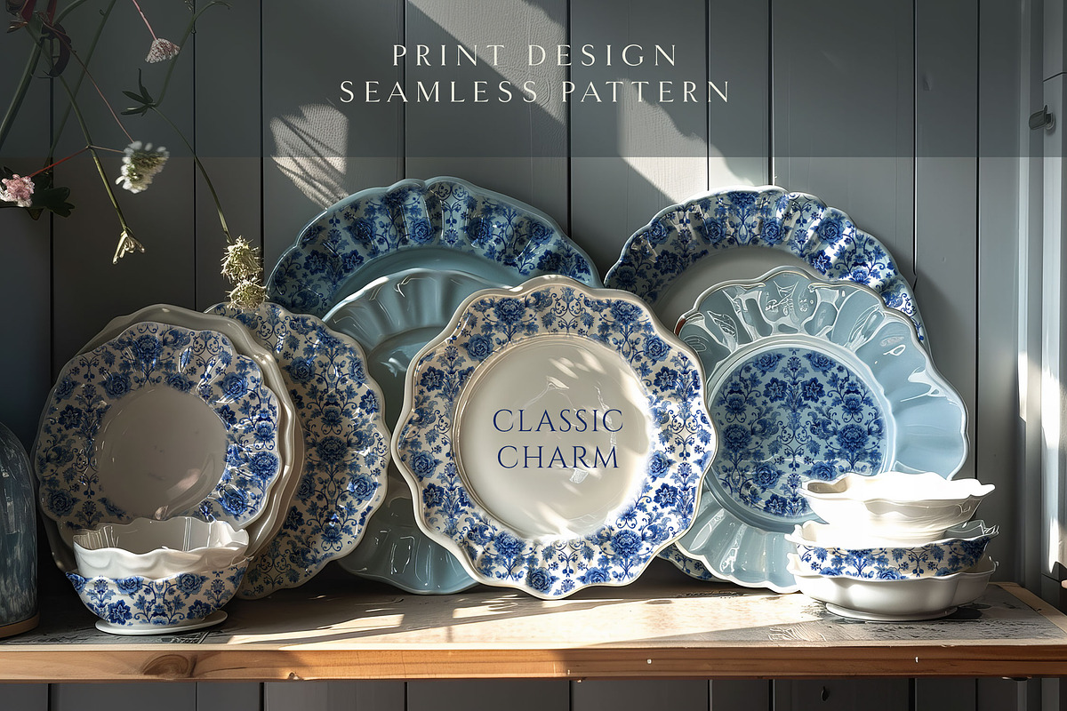 Chinoiserie Floral Seamless Pattern, a Pattern Graphic by Olya Creative (Photo 3 of 11)
