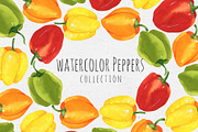 Watercolor peppers, a Food Illustration by Maria's little shop (Thumbnail 1 of 7)
