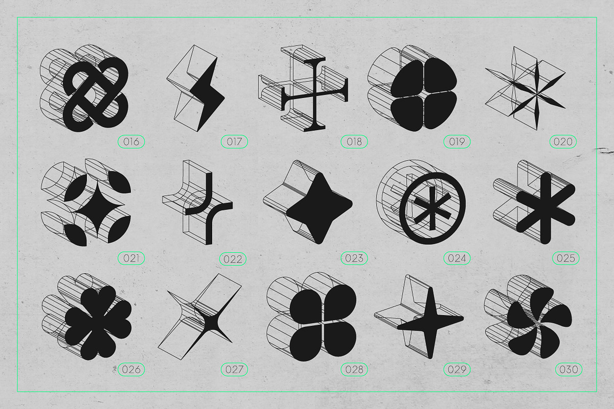 3D Wireframe Isometric Shapes | 1, an Object Graphic by MaximGertsen (Photo 6 of 11)
