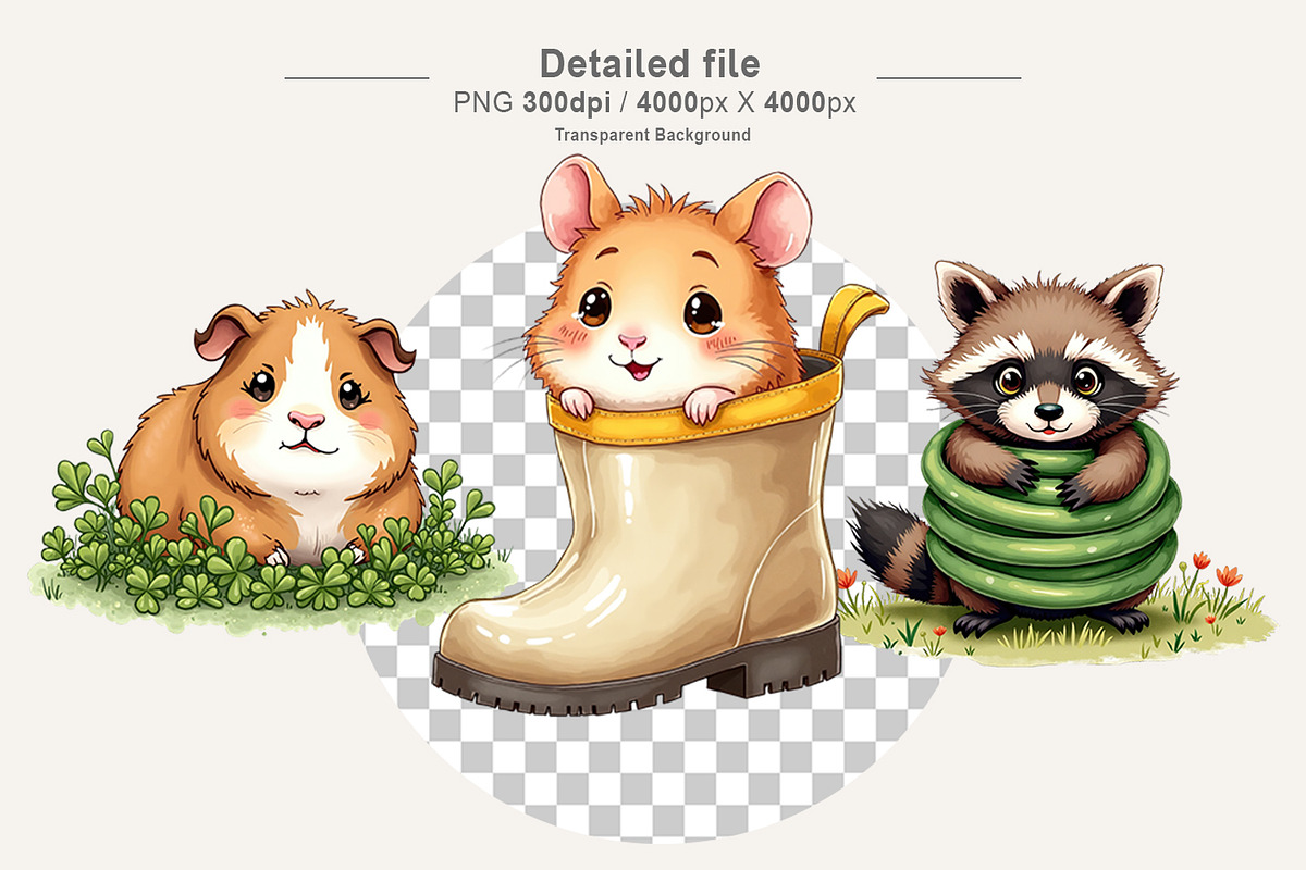 UglyCute Spring Watercolor Clipart, an Animal Illustration by Artnoy (Photo 3 of 8)
